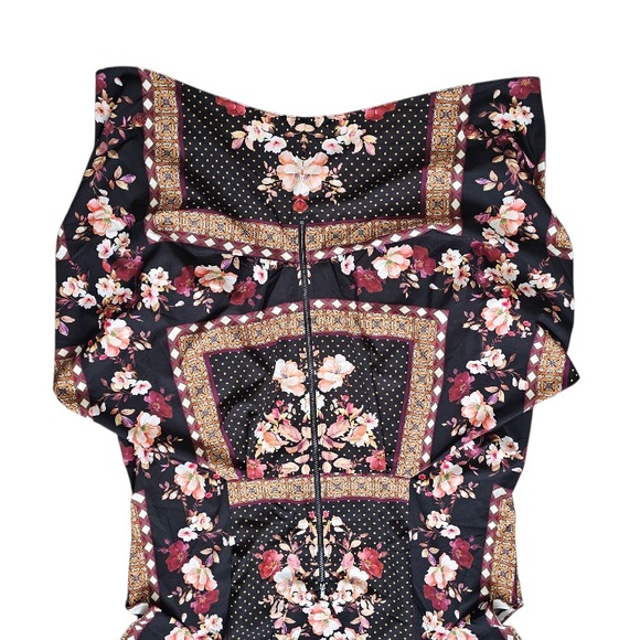 City Chic Black Floral Midi Dress, Plus Size 20 - Picture 6 of 10